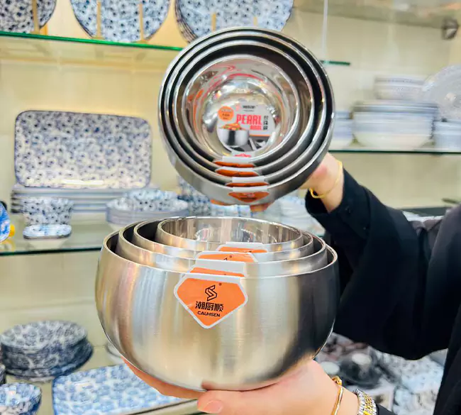 کاسه استیل دوجداره ۴ عددی