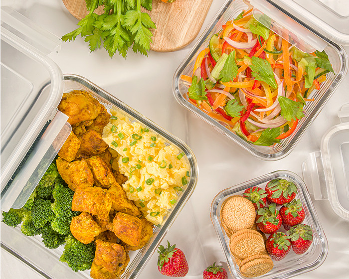 ست ظرف شیشه ای ای مربع ۶ پارچه لیمون